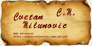 Cvetan Milunović vizit kartica